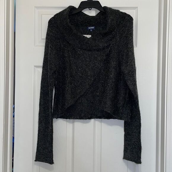 ✨Tildon Charcoal Gray Shimmer Wrap Cowl neck sweater, NWT - Picture 1 of 5
